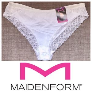 Maidenform cotton stretch white lace panties 9 2XL